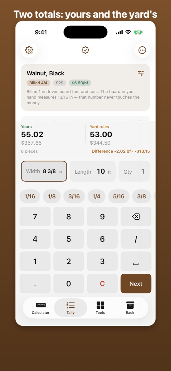 BoardFoot — screenshot