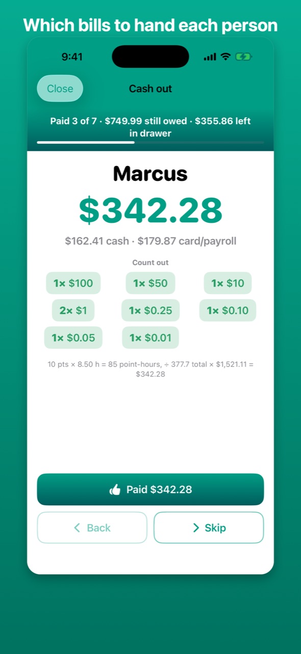 TipSplit — screenshot