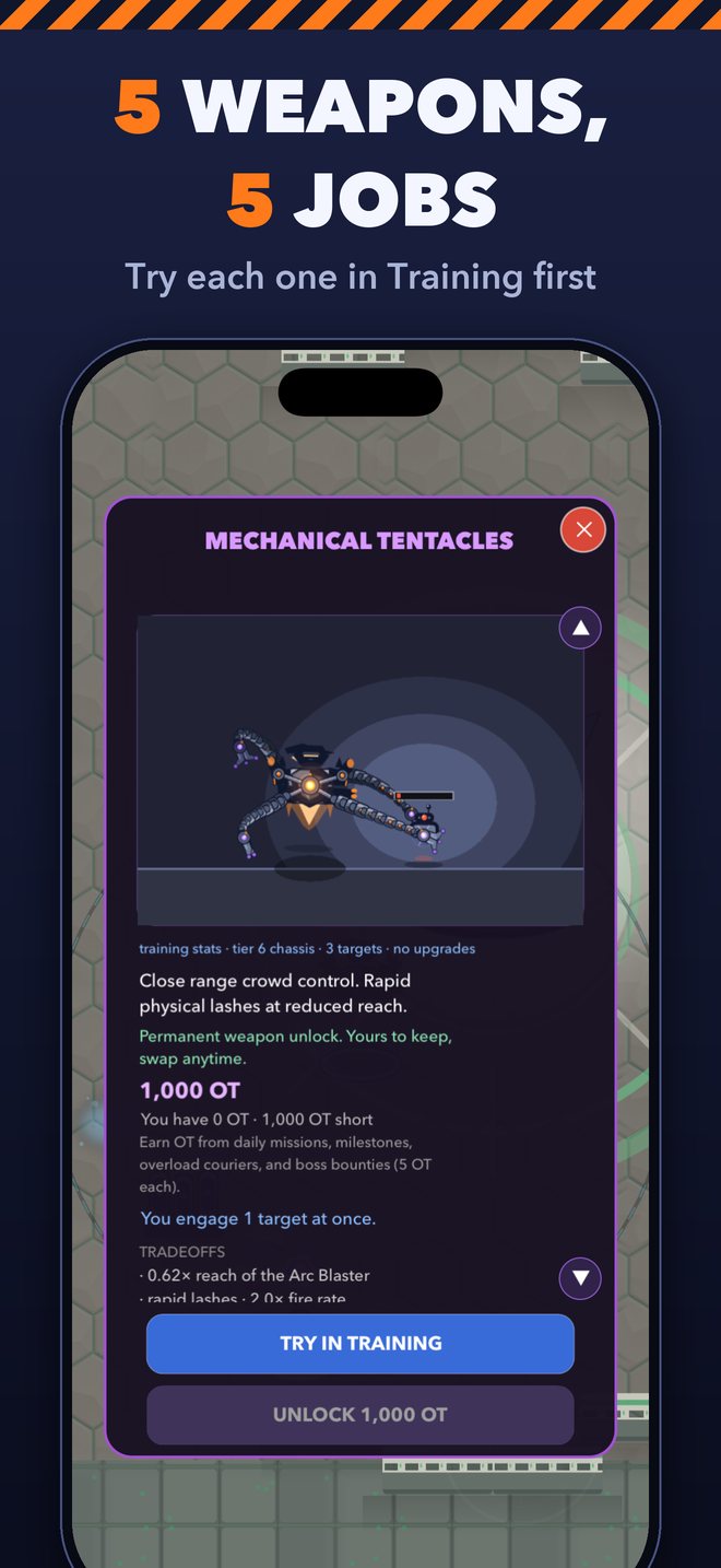 5 weapons, 5 jobs. Try each one in Training first.